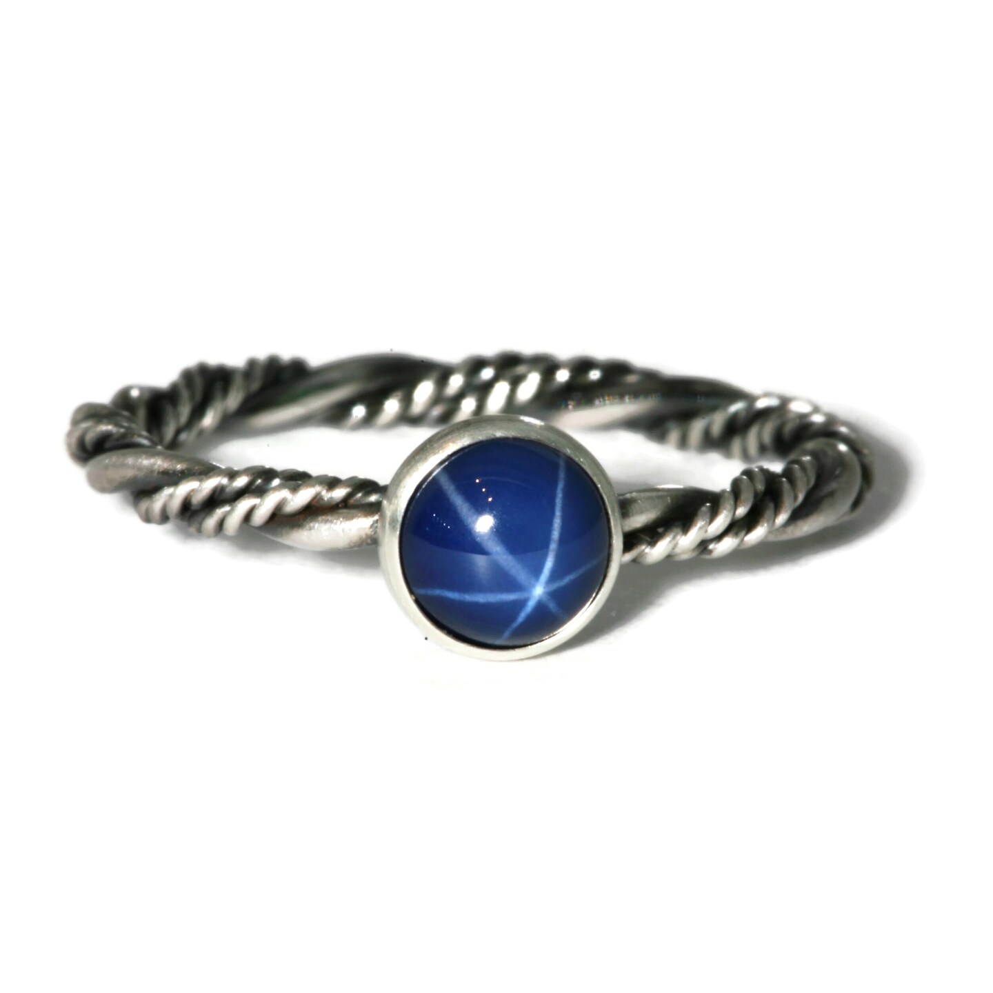 Buy Blue Star Sapphire Ring Lindy Star Sapphire Diamond Handmade Online in  India - Etsy
