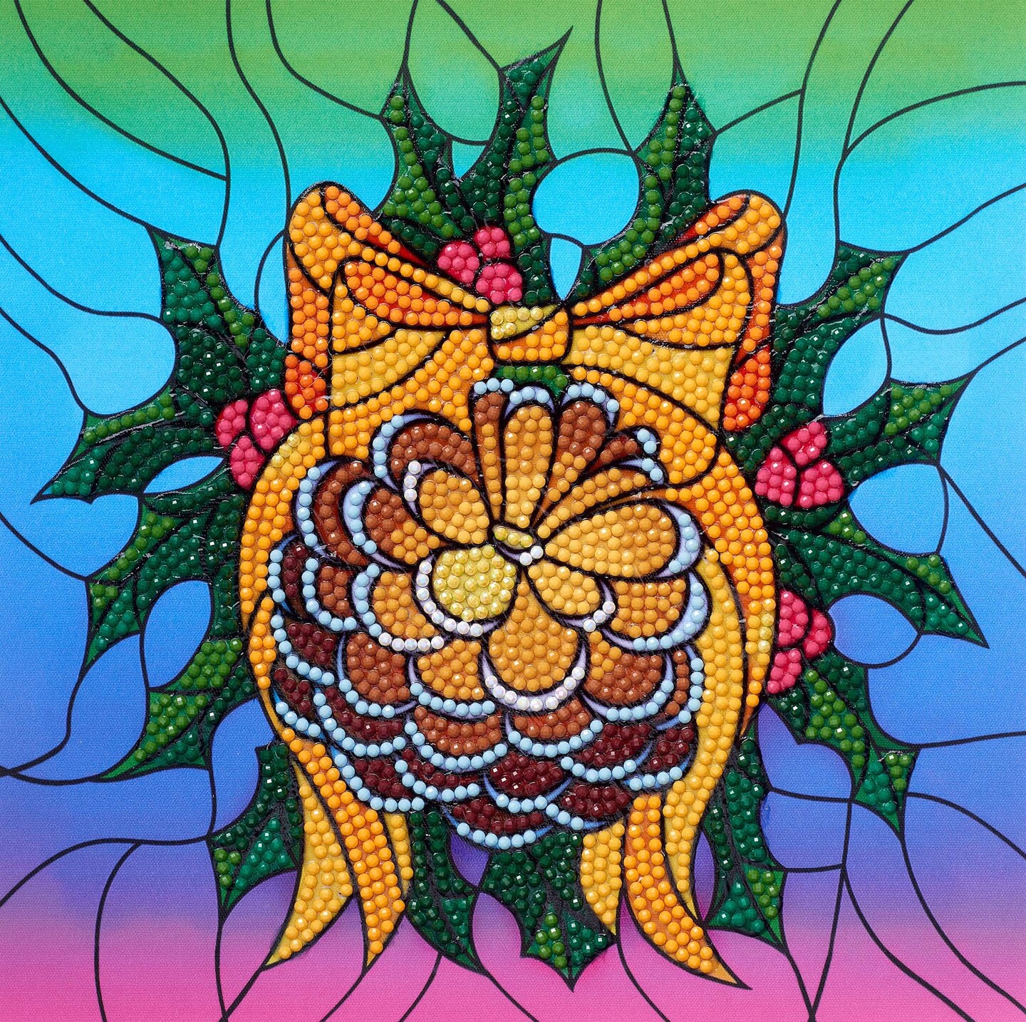 DIAMOND ART BY LEISURE ARTS Pinecone Wreath, 8&#x22;x8&#x22;, Beginner Diamond Painting Kits for Adults, Diamond Art for Adults, Diamond Art Kit, Diamond Art Painting