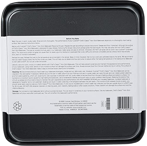 9-Inch Chef's Classic Nonstick Bakeware Square Cake Pan, Silver