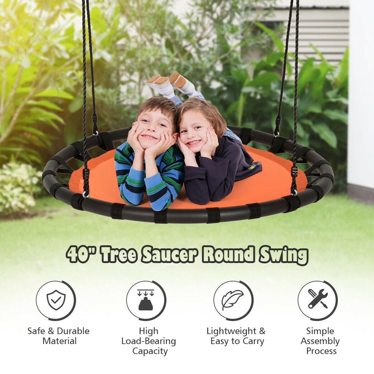40&#x22; Flying Saucer Round Swing Kids Play Set
