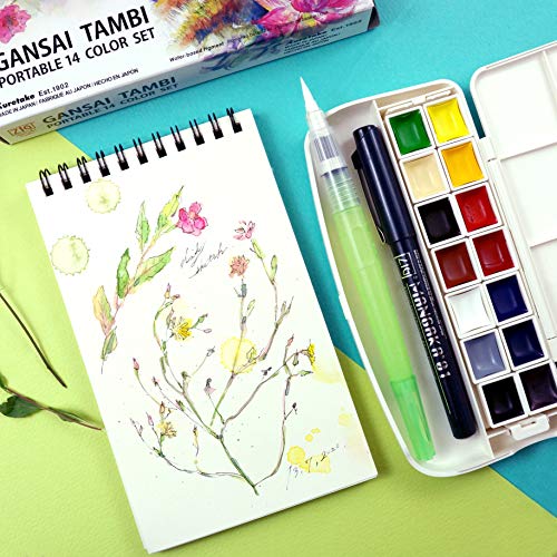 Portable 14 Colors Set, Watercolor Paint Set, Professional-quality for artists and crafters, AP-Certified, water colors for adult, Made in Japan