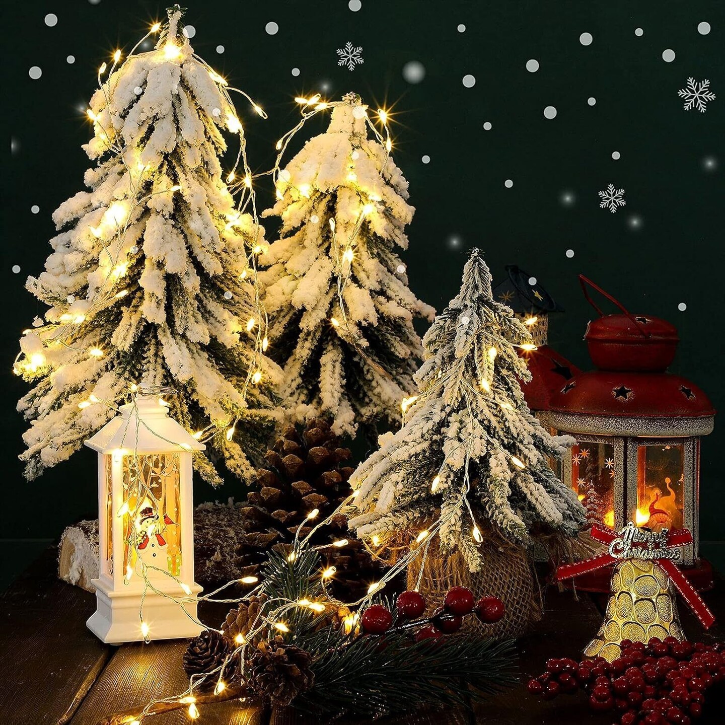 96 LED Snowflake Curtain String Lights for Xmas Party Decor