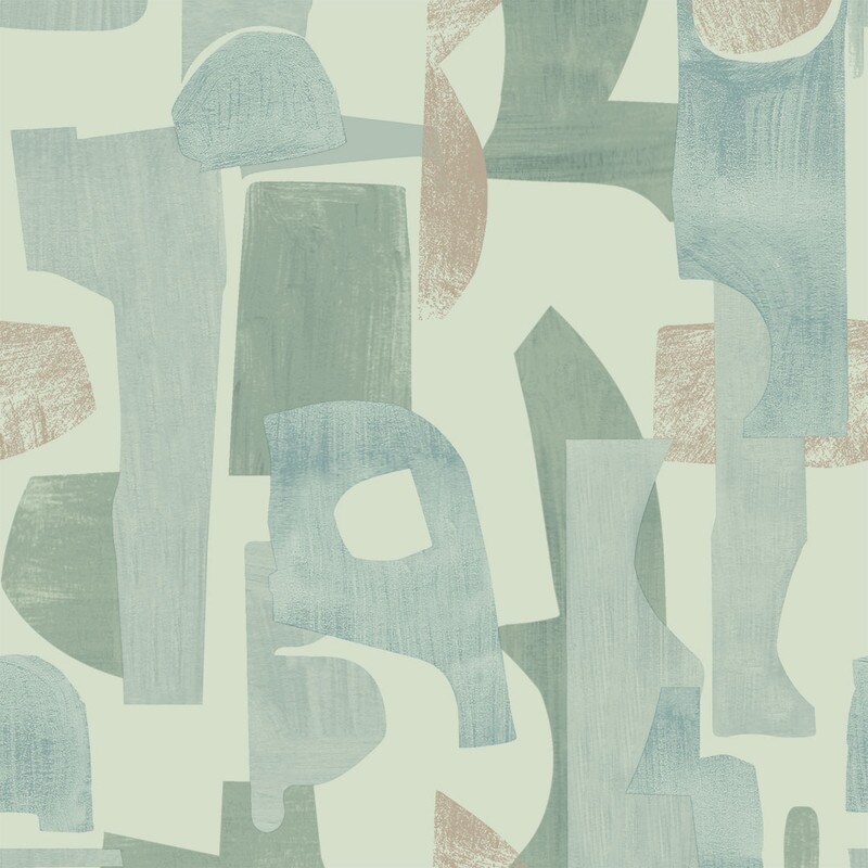 Tempaper Geo Composition Peel and Stick Wallpaper Sage/Cedar/Metallic Gold