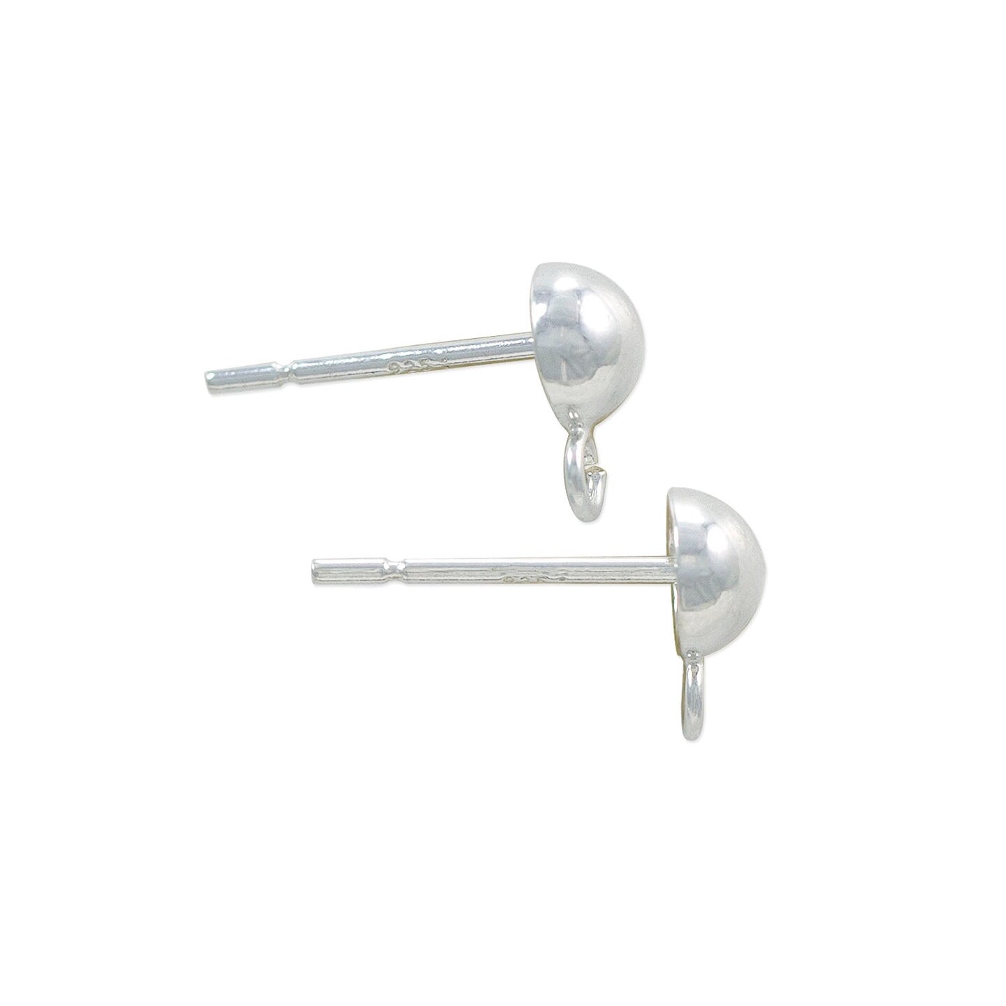 JewelrySupply Sterling Silver 5mm Half Ball Post Earrings with Open Loop (1 Pair of Sterling Silver Earrings)