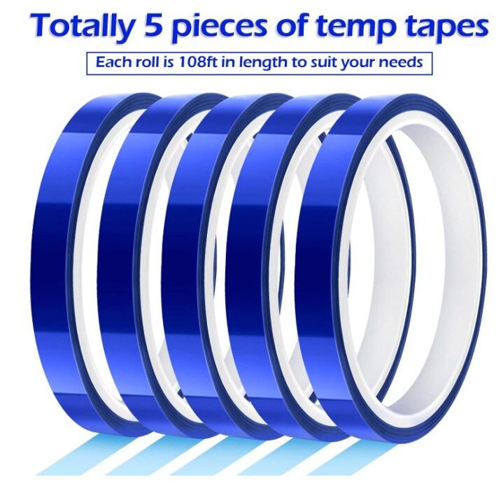 5 rolls Heat resistant tapes sublimation Press Transfer Thermal Tape 6mmx30m SUBLITAPE BLUE