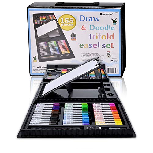 Art Supplies, 185-Piece Super Deluxe Wooden Art Set Crafts Drawing Kit with  2 Sketch Pads, Crayons, Oil Pastels, Colored Pencils, Watercolor Cakes