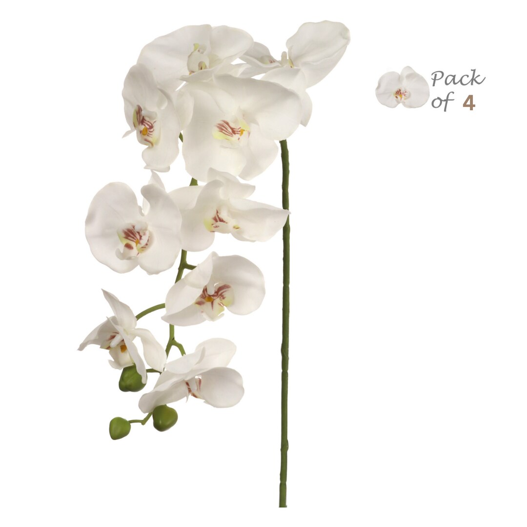 4-Pack: Real Touch White Phalaenopsis Orchid Stem by Floral Home&#xAE;