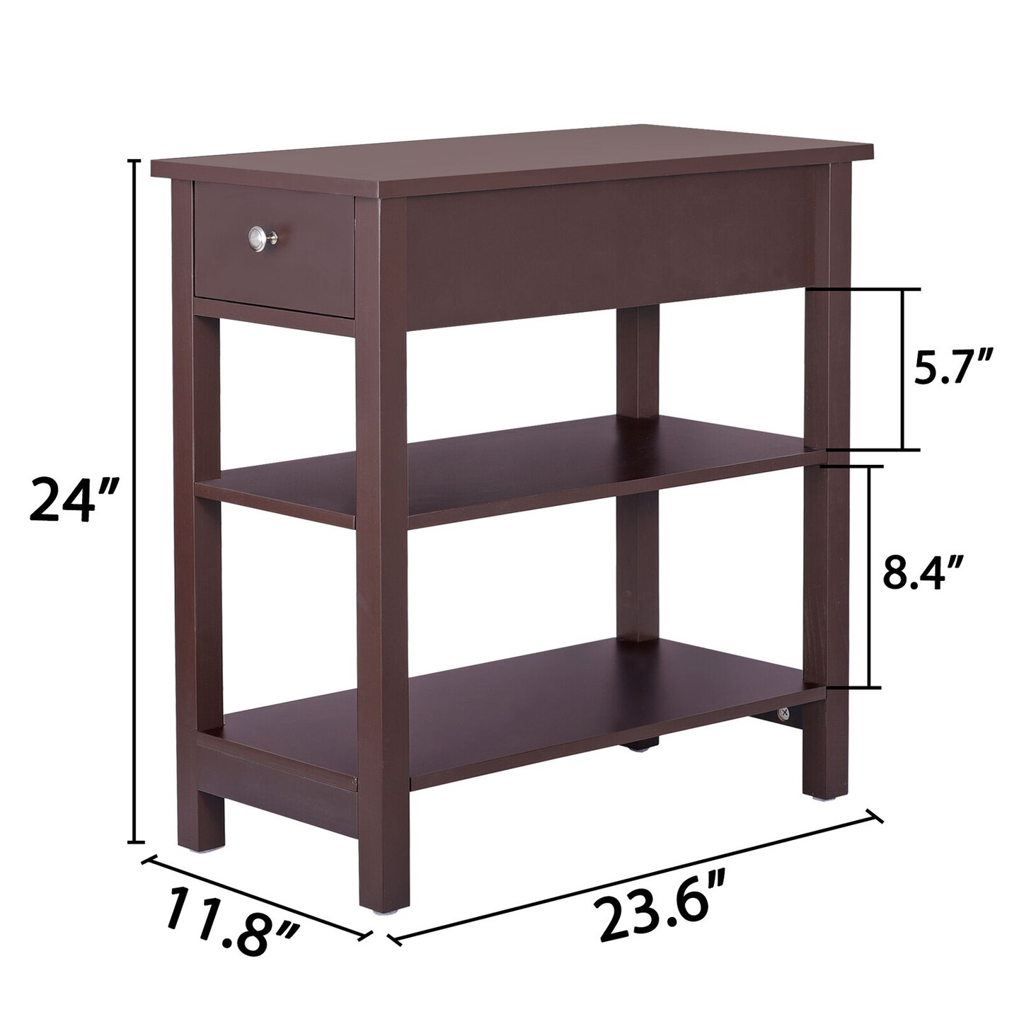 3-Tier Console Table Side Table w/ Storage Drawer for Living Room