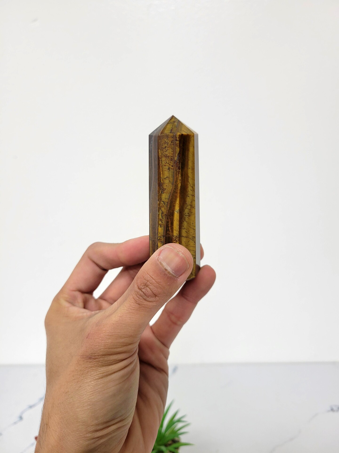 Tiger&#x27;s Eye Crystal Obelisk Tower Point