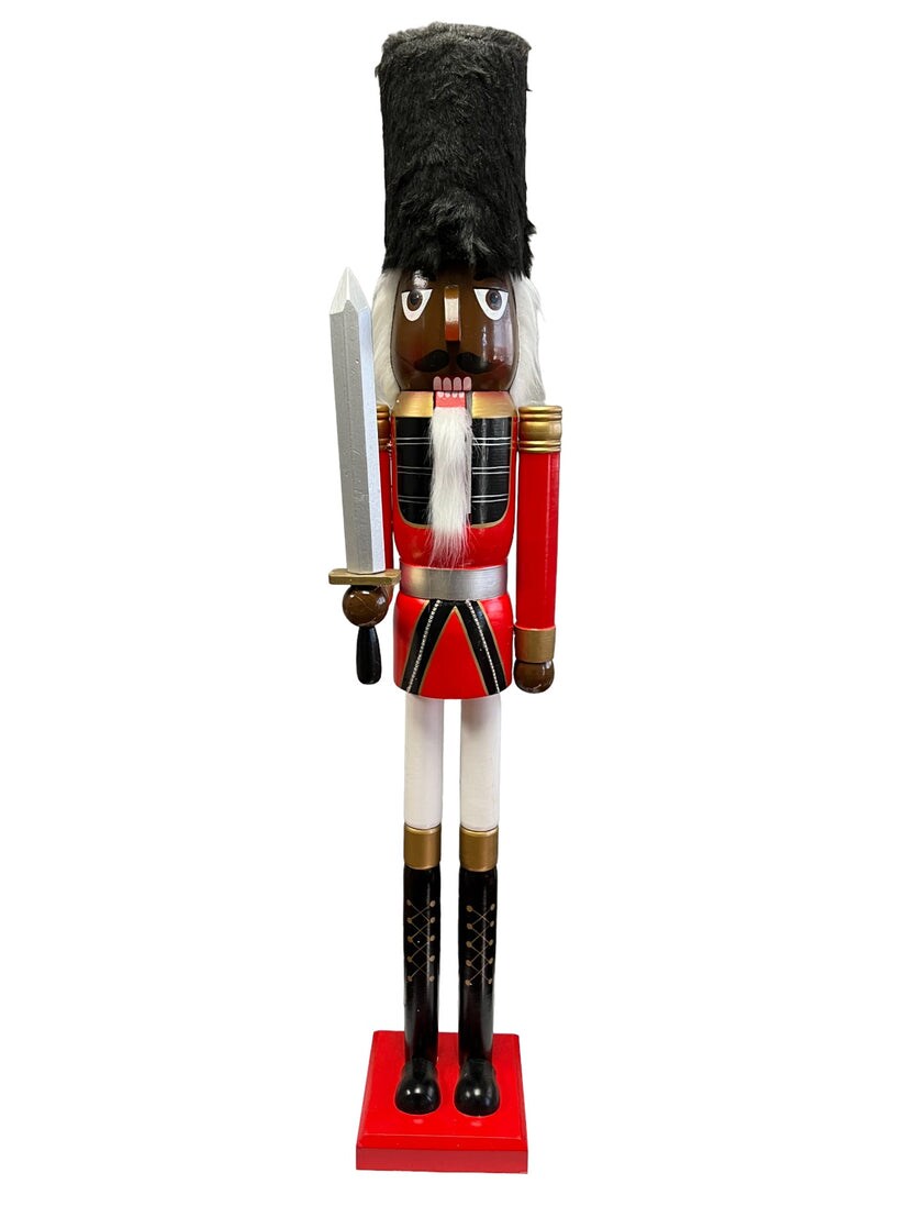 47.25&#x22; ~4ft Tall Life-Size Large/Giant Blue Glitter Christmas Wooden Nutcracker King African/Black