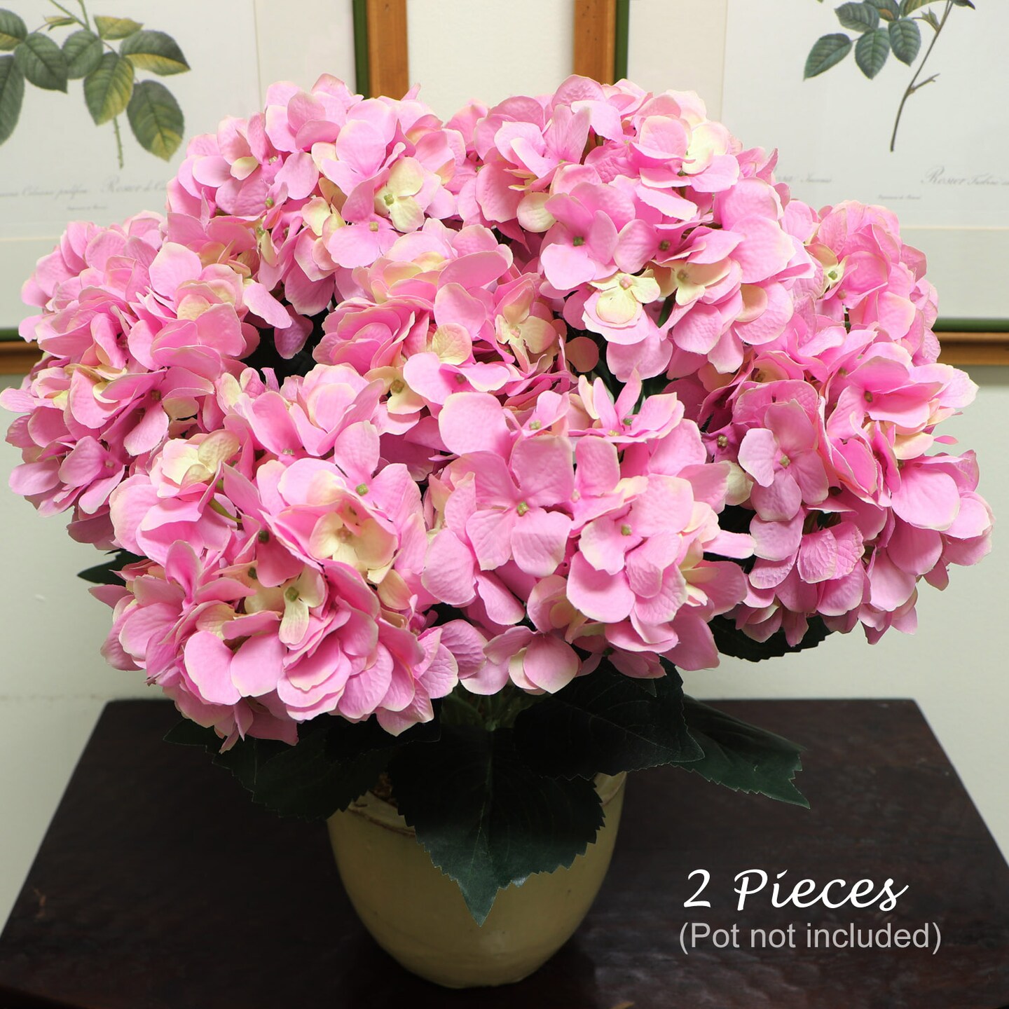 20-Inch Artificial Pink Hydrangea Bushes - Set of 2 UV Resistant, Perfect for Indoor &#x26; Outdoor Decor, Ideal for Floral Arrangements &#x26; Home Accents by Floral Home by Artificial Flowers