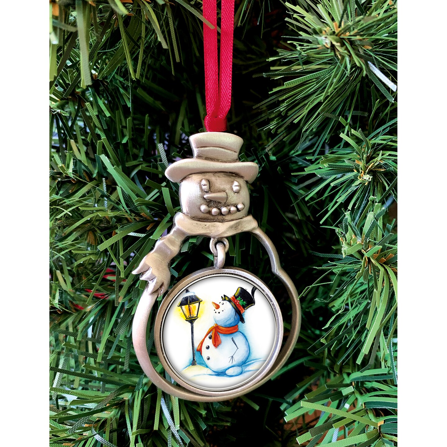 JFK Half Dollar Snowman Ornament With Colorized Snowman Coin