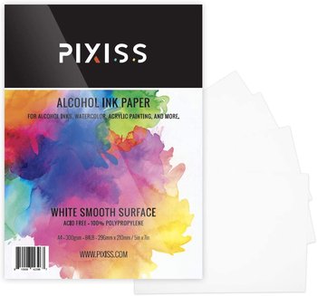 Alcohol Ink Paper 25 Sheets - Pixiss Heavy Weight Ink &#x26; Watercolor Paper 5x7 Inches (127x178mm), 300gsm, Extra Smooth, for Watercolor and Alcohol Ink