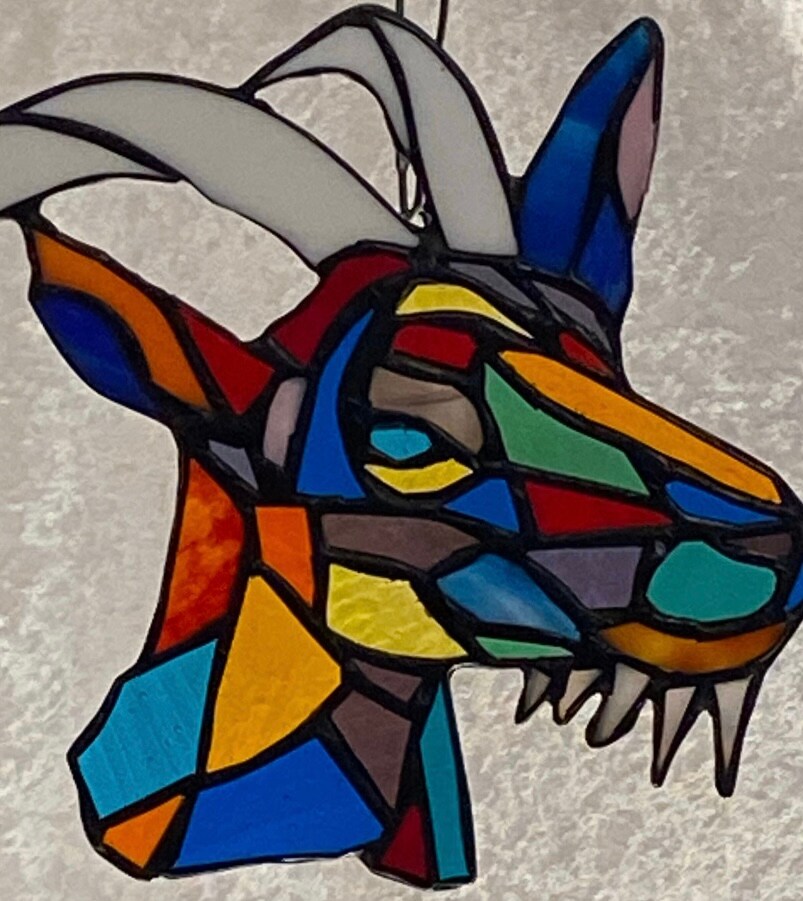 Stained glass factory goat