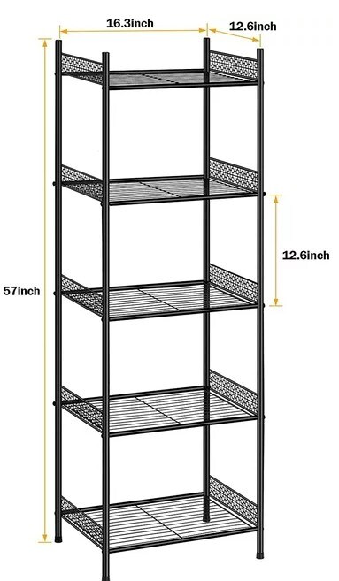 Set of 2 Black, 5 Tier Wire Shelving Unit Metal Storage Organizer Rack