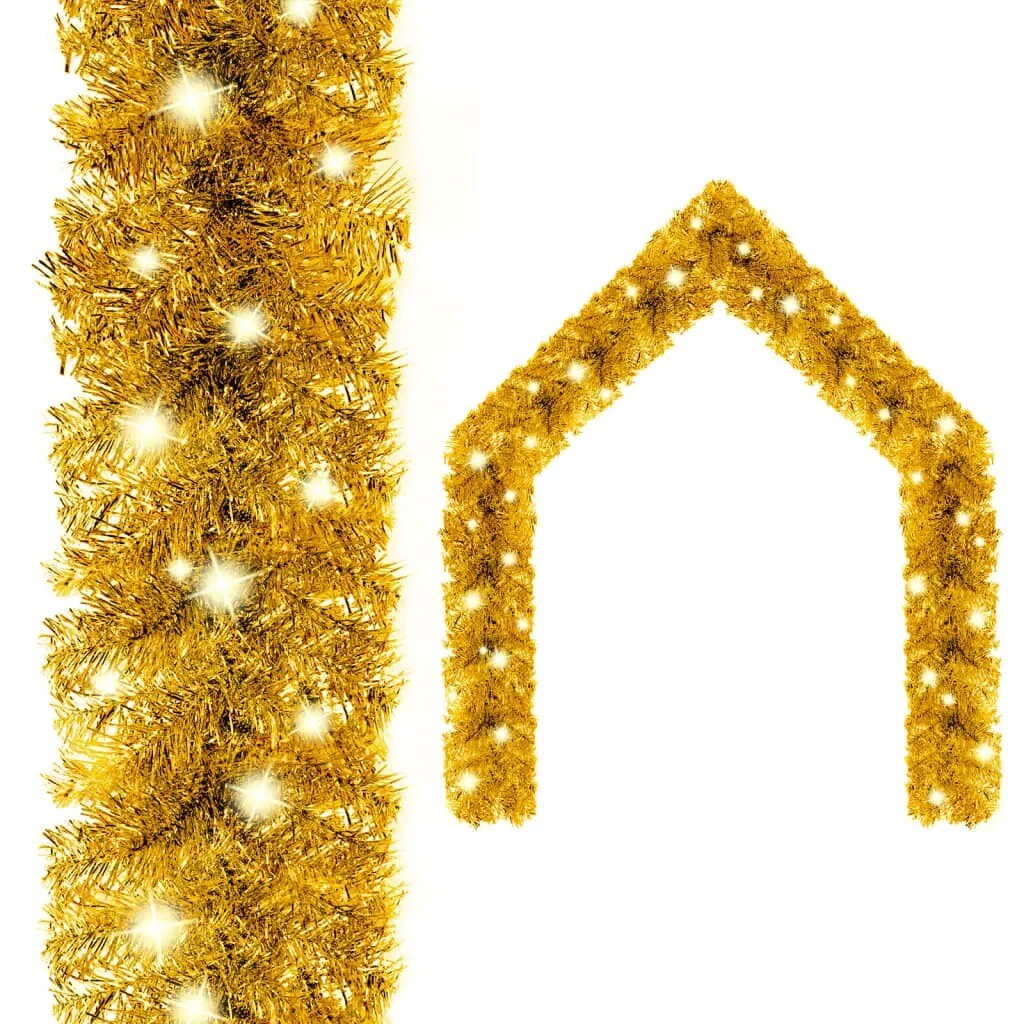 33 ft Gold Christmas Garland with LED Lights