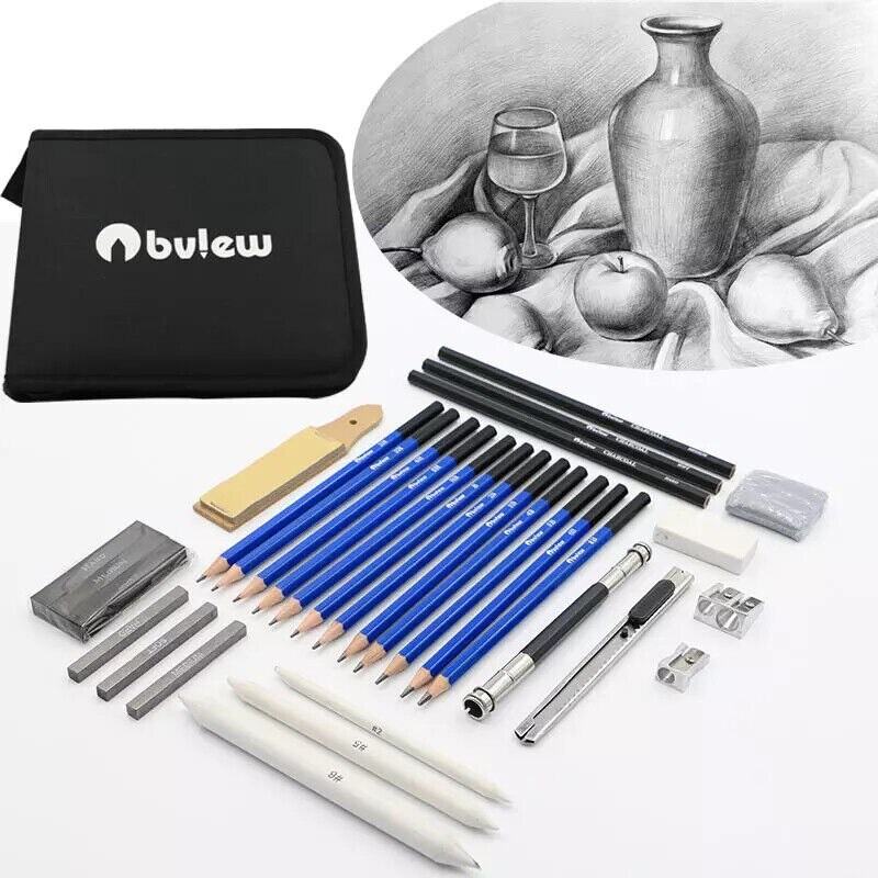Drawing Artist Kit Set with Pencils Sketch Charcoal and Art Bag