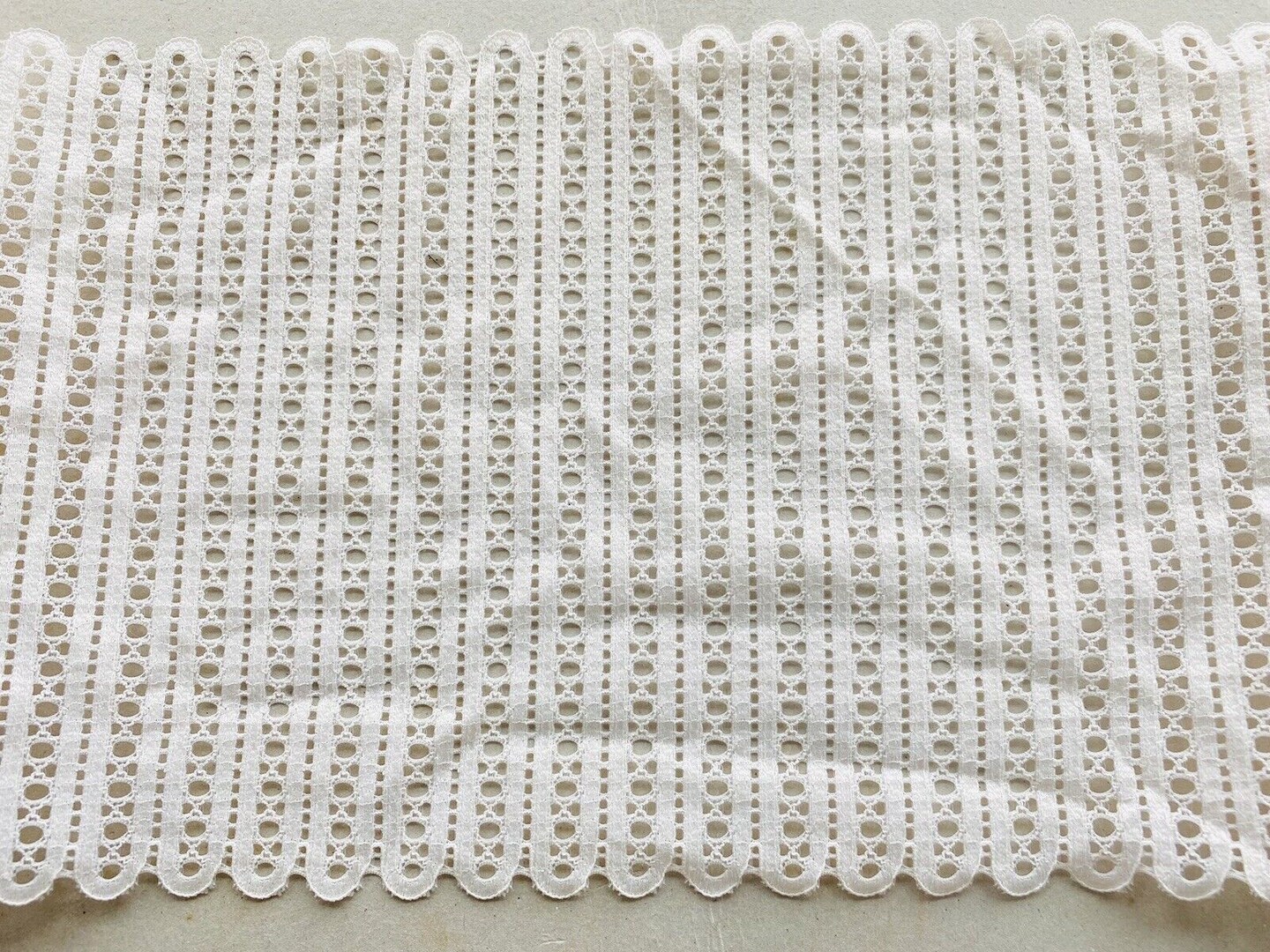 Kitcheniva Stretch Light Pink Eyelet Vertical Striped Lace Trim Sewing