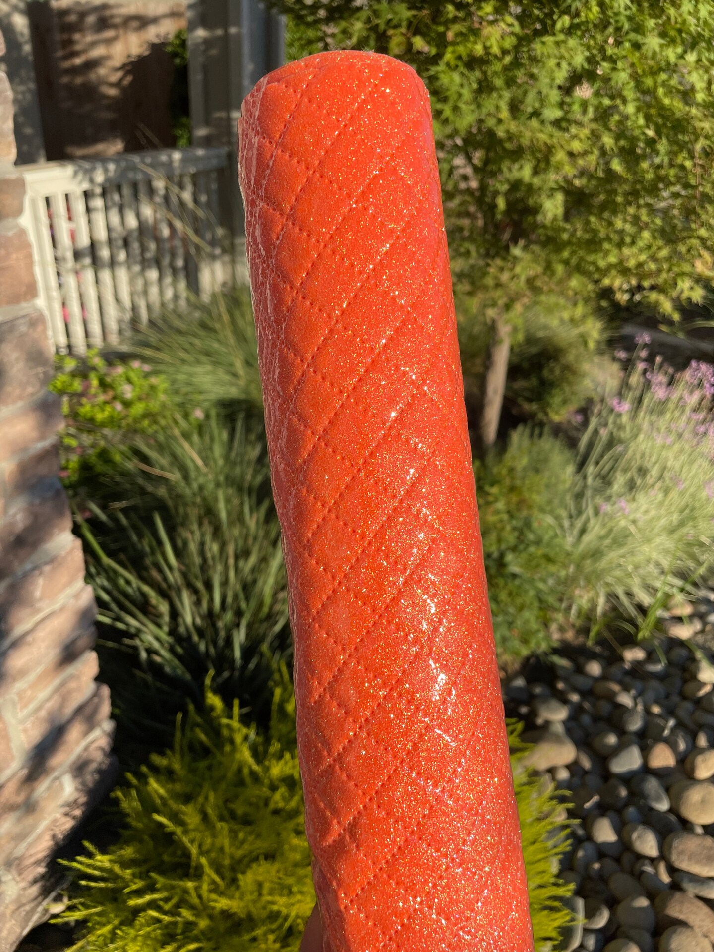 Tangerine Glitter quilted Vinyl