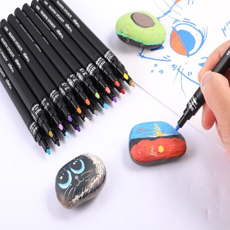 22/44 PCS Acrylic Paint Marker Pen Set - Waterproof Permanent Extra Fine Tip