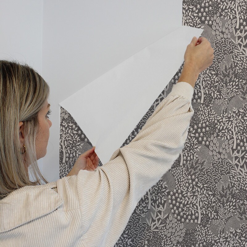 Tempaper Woodland Fantasy Peel and Stick Wallpaper Mythical Grey