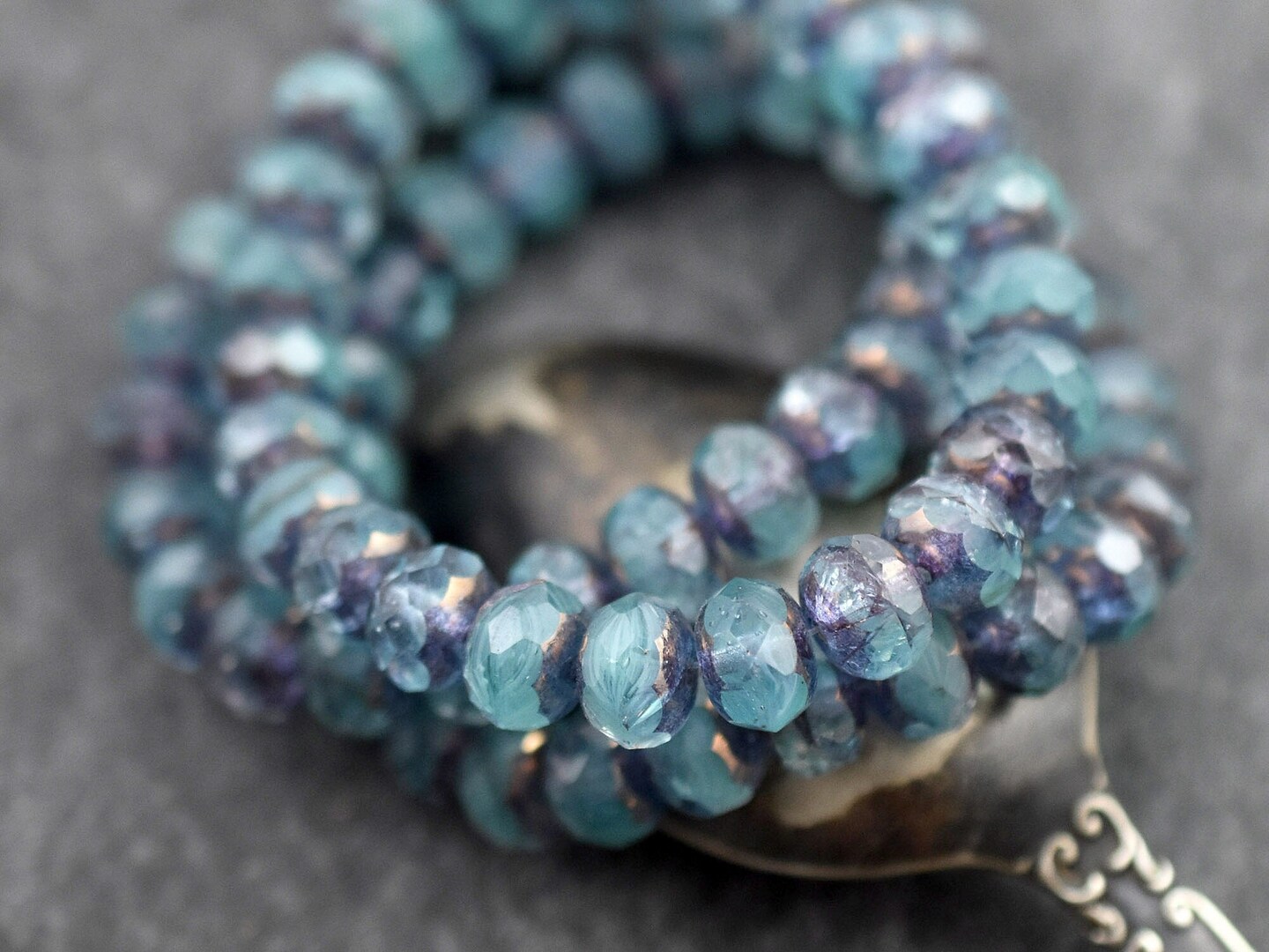 25 Czech Rondelle Beads – 8x6mm, Capri Blue Purple Bronze, Faceted Glass, Made In Czech Republic