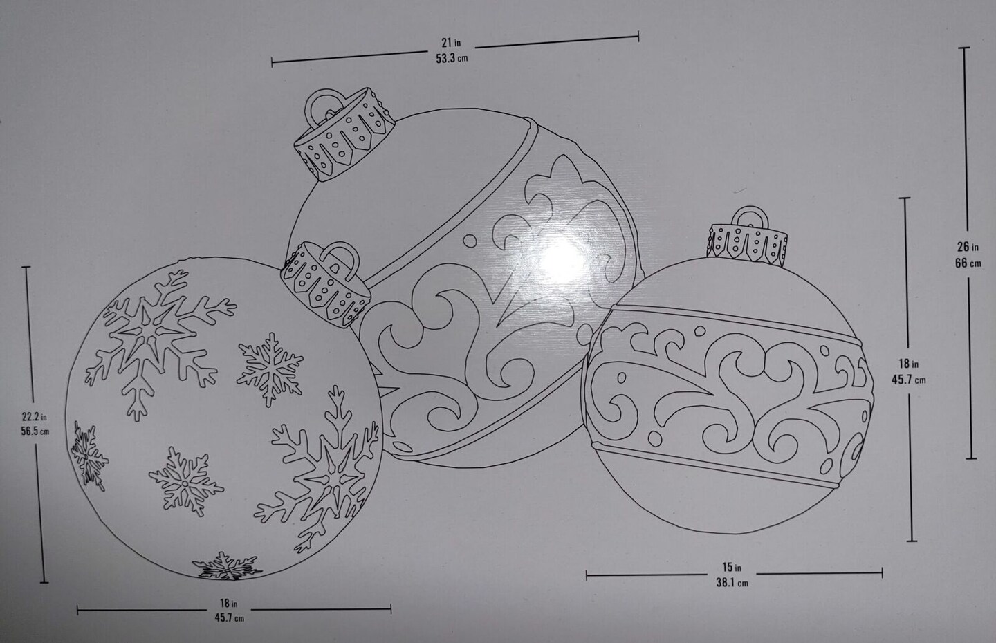 3PC Jumbo Christmas Ornament Set for Holiday Yard