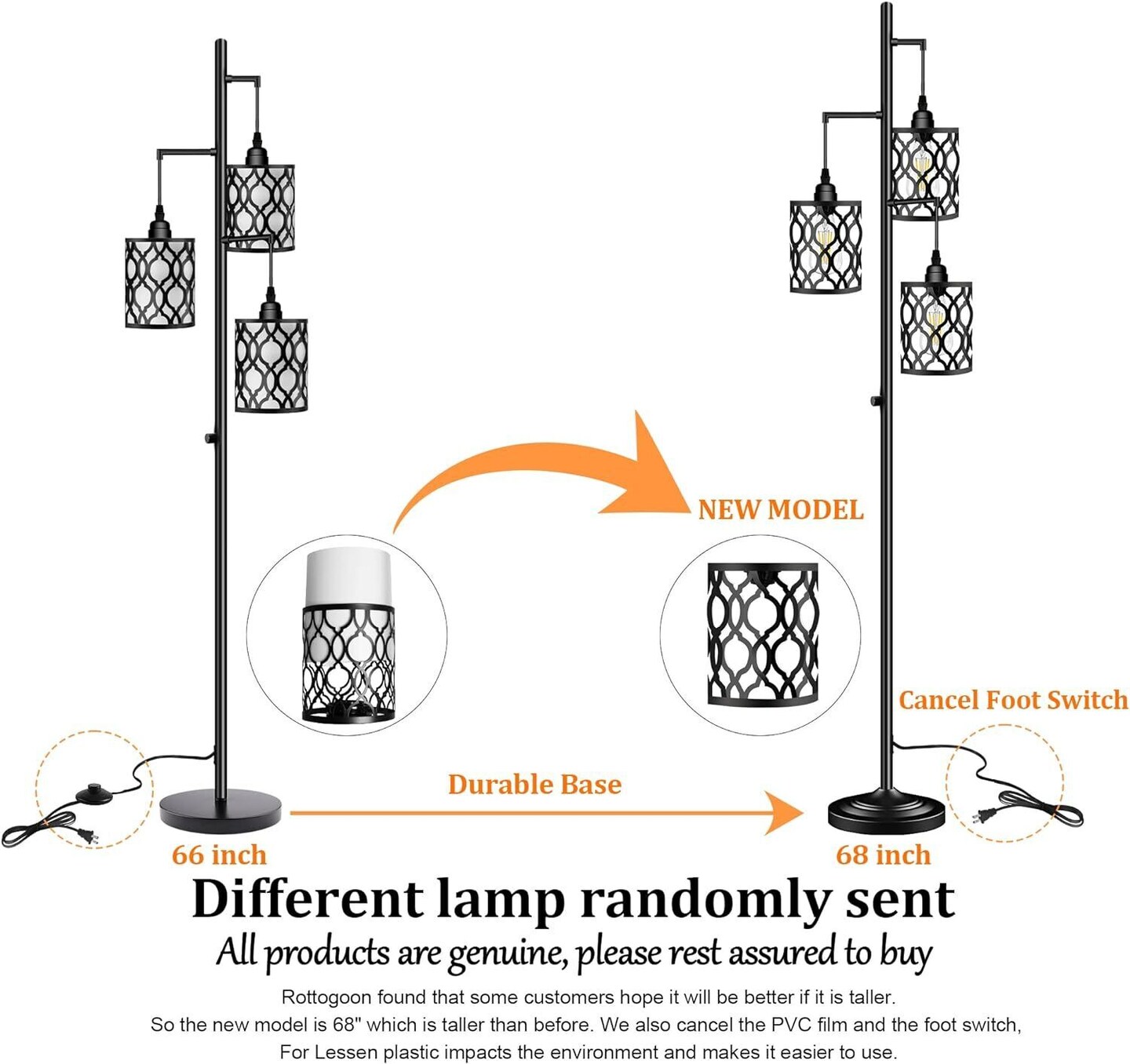 Dimmable Farmhouse Floor Lamp 3 Light