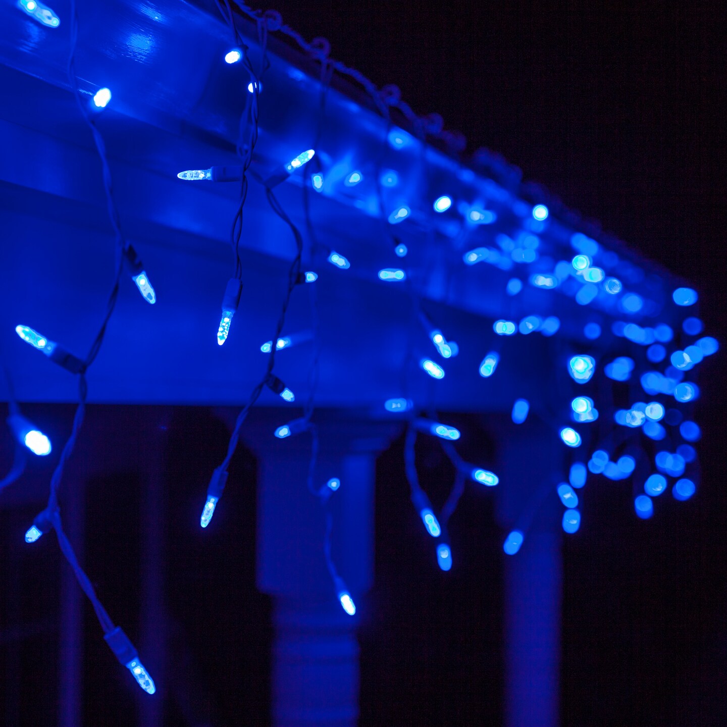 70 Blue M5 LED Icicle Light Set with White Wire