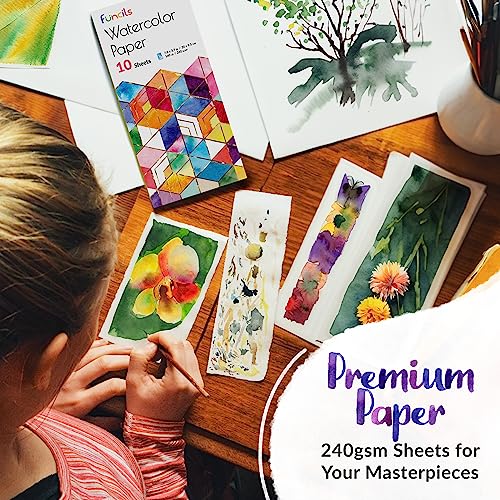 Funcils Watercolor Paint Set - 50 Travel Watercolors Set - Water Colors  Paint for Adult, Kids, Beginners, Professional Artists, Watercolor Palette  with Paper, Brush, Pen, Art Supplies for Adults