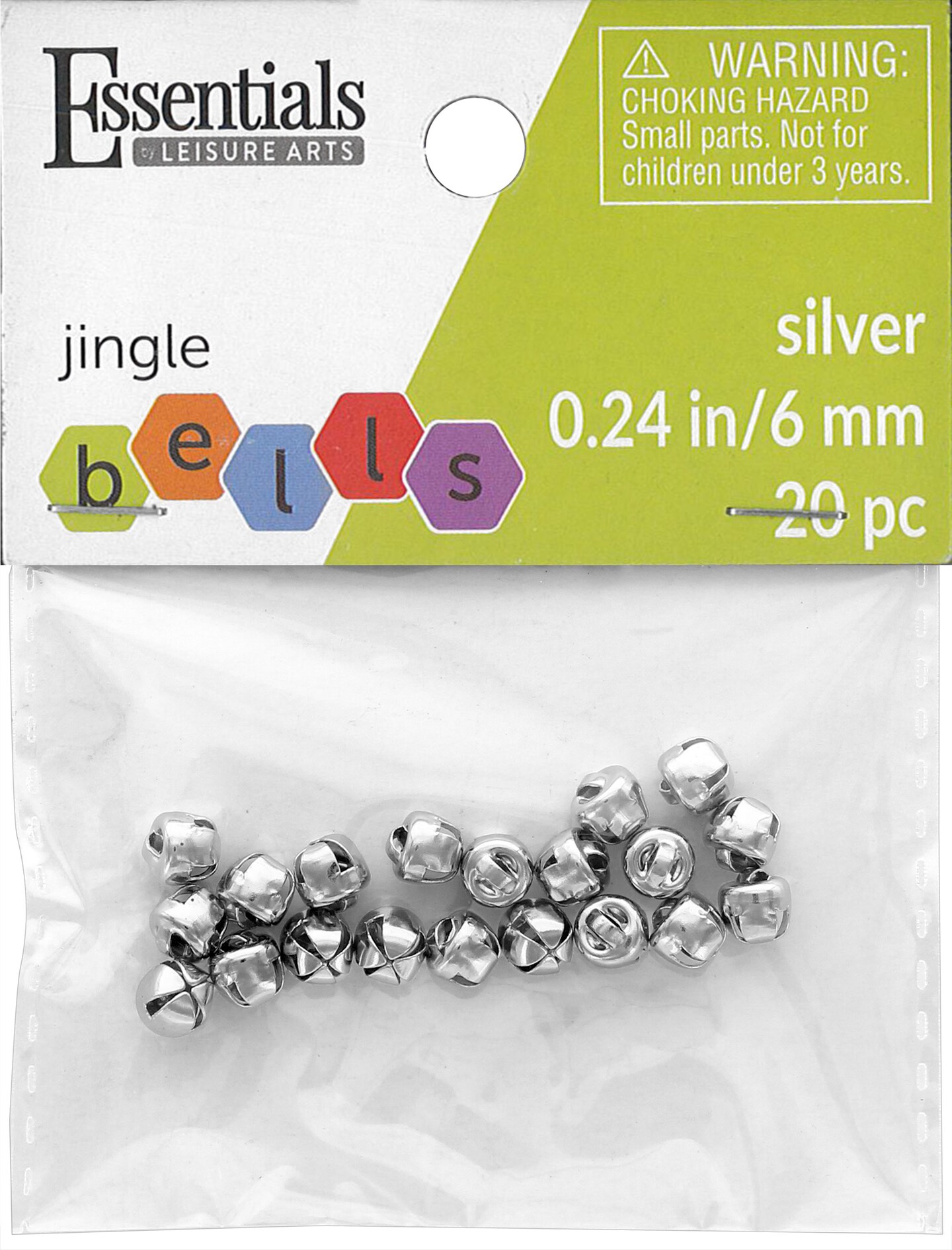 Essentials By Leisure Arts Arts Jingle Bells 6mm Silver 20pc