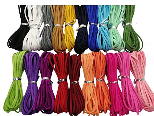 100 Yards 20 Bundles 2.6mm Suede Leather Cords Leather Lace Flat Faux Suede  Cord String Thread Velvet Cord for Necklace, Bracelet, Beading and DIY  Crafts (Color-2) #205