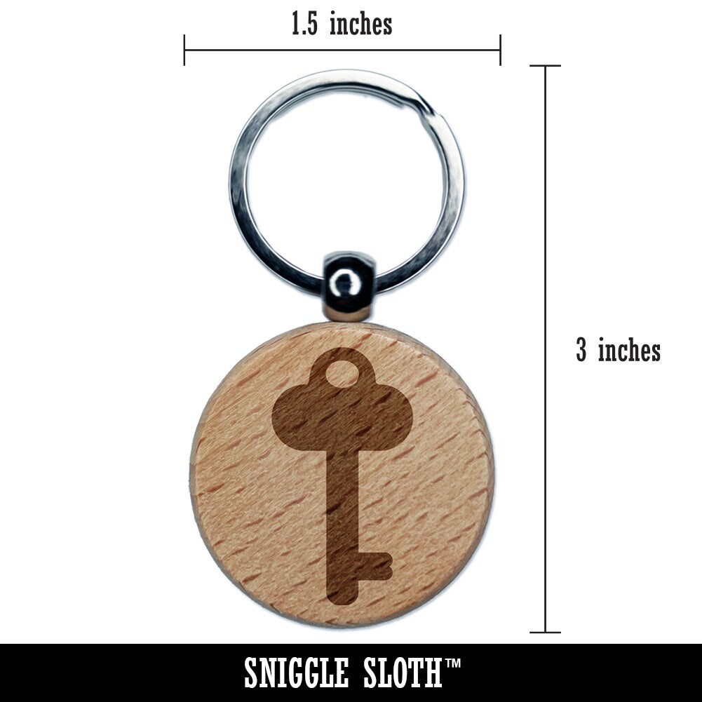 Key Simple Engraved Wood Round Keychain Tag Charm