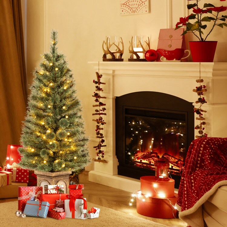 4 Feet Pre-Lit Potted Christmas Tree