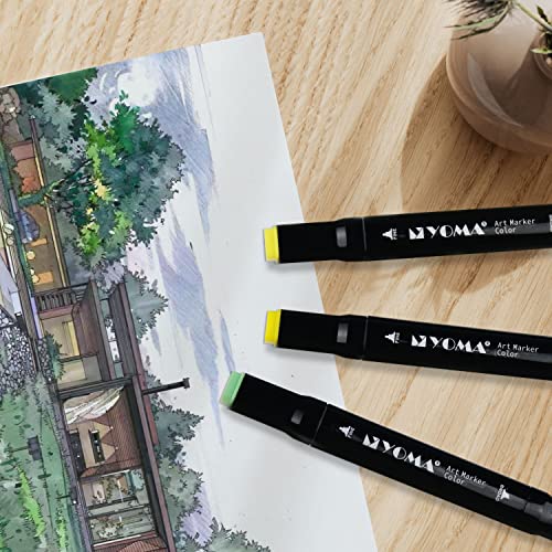 60 Colors Alcohol Markers Dual Tip Markers Art Markers Set, Unique Colors (1 Marker Case) Alcohol-based Ink, Fine & Chisel, Black Penholder