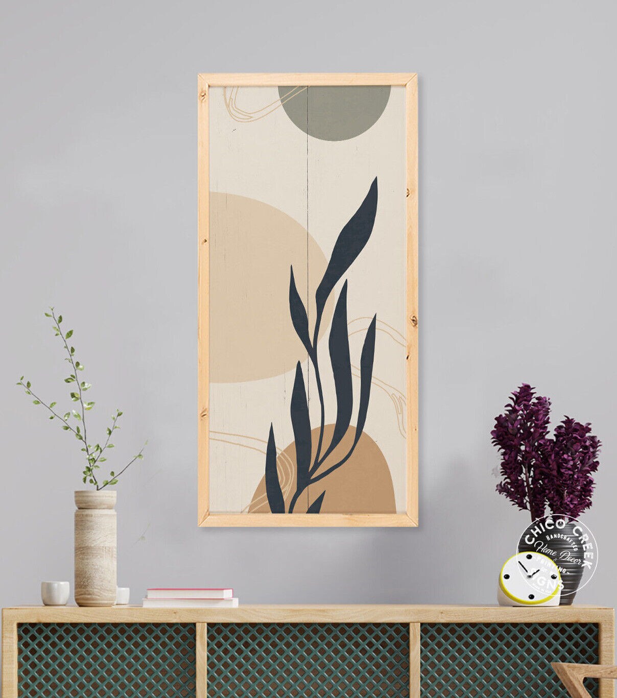 Botanical Wall Art Pastel Wood Sign Framed Abstract Decor Boho.