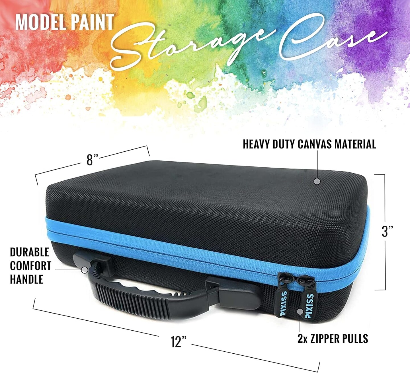 Pixiss Model Paint Storage Case Acrylic Paint Organizer Holder Tray Works with Top Hobby Paint Brands, Paint Rack or Paint Holder 60 Slots with 6 Fine Detail Miniatures Paint Brushes