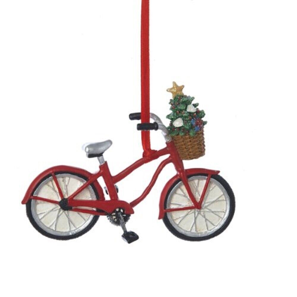 Tiny Bicycle with Basket Christmas Tree Ornament