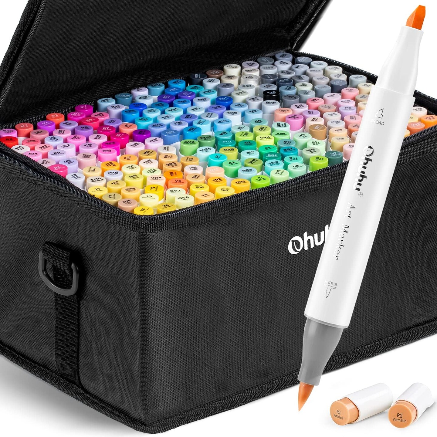 Ohuhu Brush Markers - 216-color Double Tipped Alcohol-based Art Marker Set for Artist Adults Coloring Illustration -Brush &#x26; Chisel Dual Tips - Honolulu Series of Ohuhu Markers - Refillable Ink