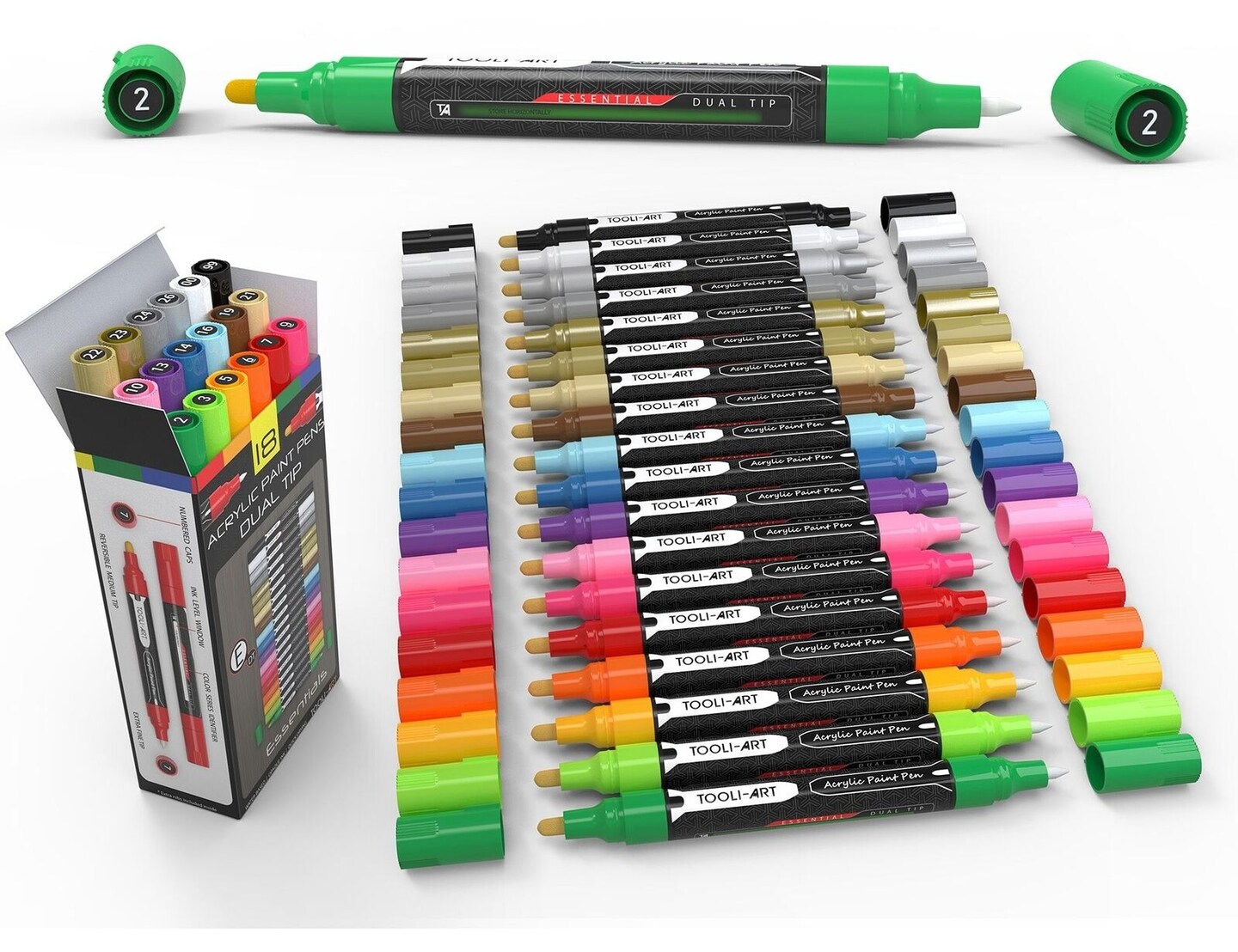 18 Double-Sided Vibrant Acrylic Paint Marker Set