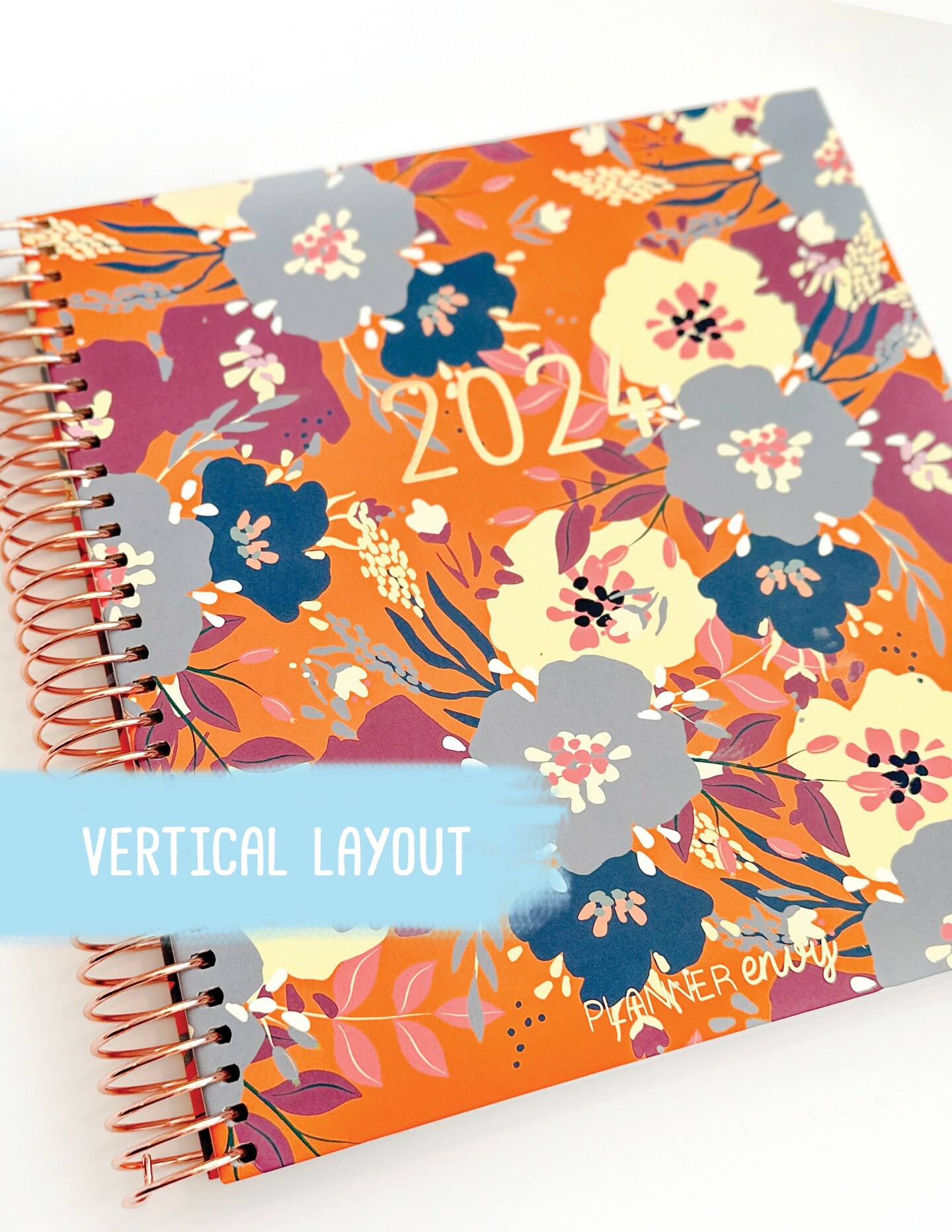 2024 Planner - Vertical Layout - &#x22;Yellow &#x26; Purple Floral&#x22; (#009)