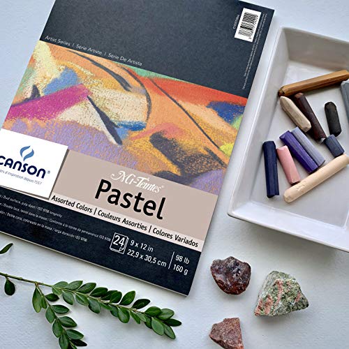 Canson Artist Series Mi-Teintes Pastel Paper, Assorted Colords, Foldover Pad, 9x12 inches, 24 Sheets (98lb/160g) - Artist Paper for Adults and Students