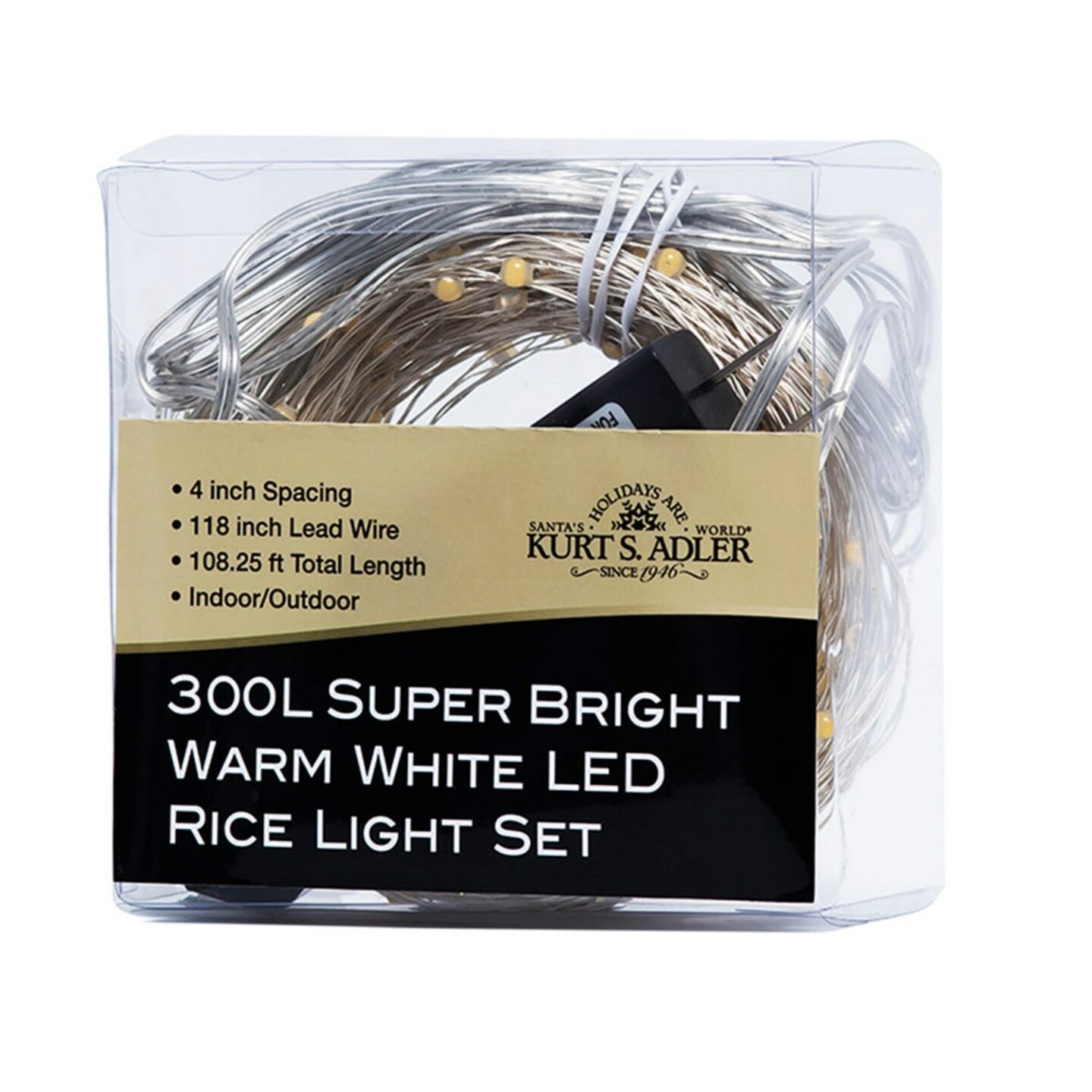KSA 300Count Superbright Warm White LED Christmas Rice Light 108.25ft Silver Wire Michaels