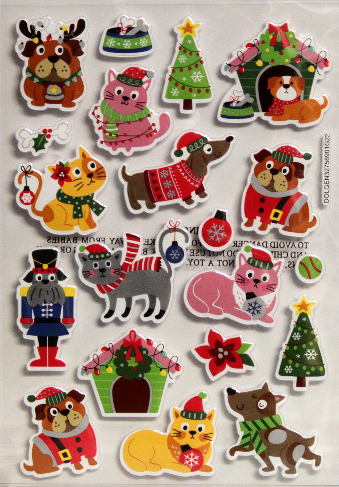 Designer Christmas Pets Puffy Dimensional Stickers