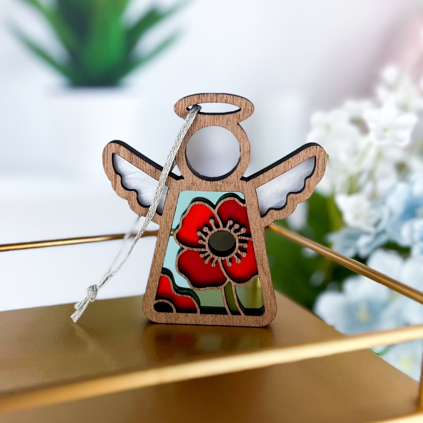 3.5&#x22; (H) Poppy Ornament - Handcrafted in Texas - Mother&#x27;s Angels&#xAE; Figurine - Mother&#x27;s Day Gifts