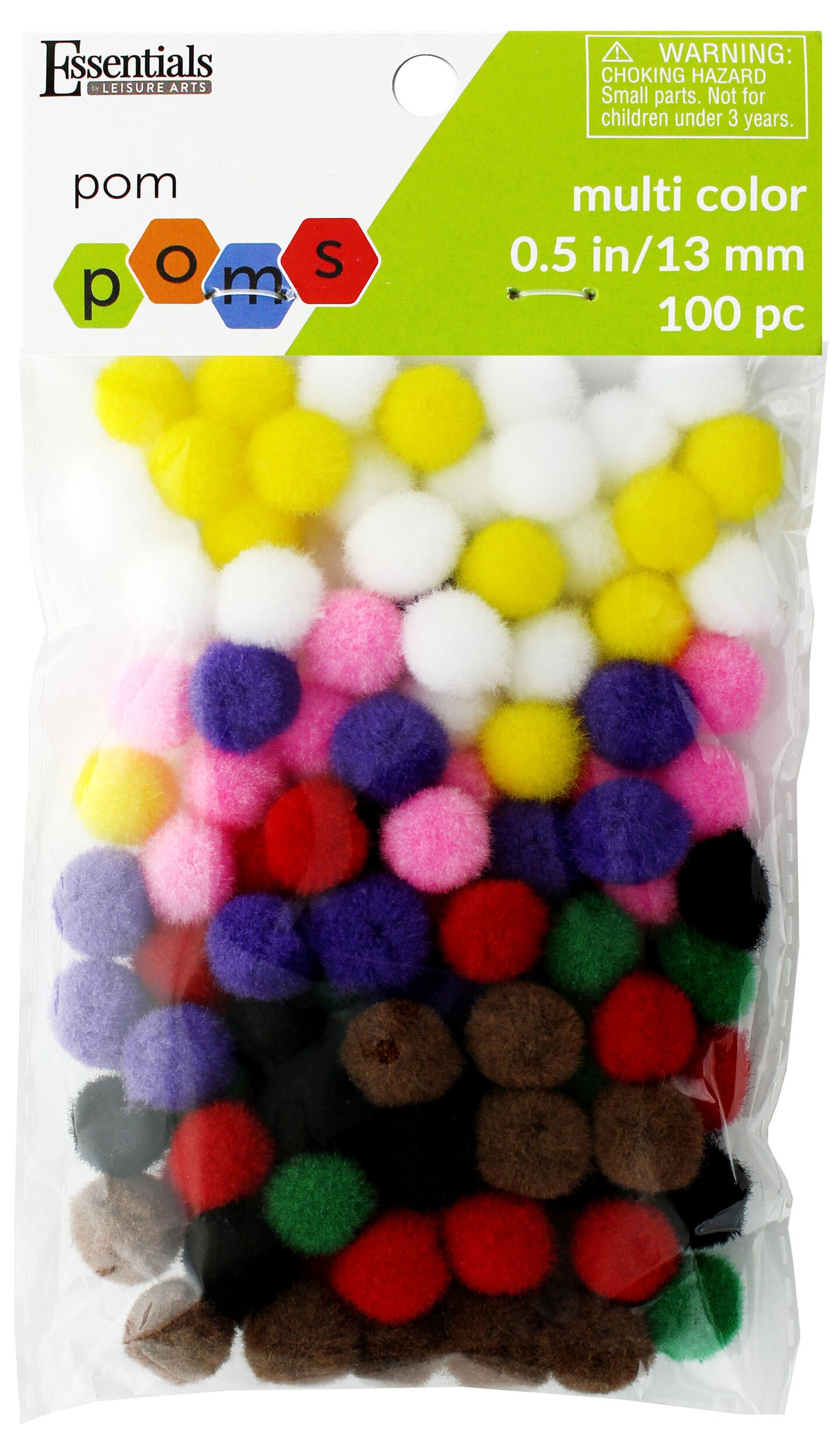 Essentials By Leisure Arts Pom Poms Multi Colored 12 100 Pieces Per Pack Michaels 8353