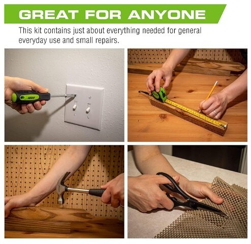 39-Piece Home Hand Tool Kit with Storage Case for Household Repairs, Home, Office, Apartments, and Dormitories