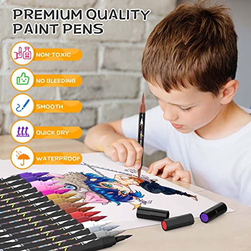 Acrylic Paint Markers,12 Colors Dual Tip Acrylic Paint Pens Paint Mark –  WoodArtSupply