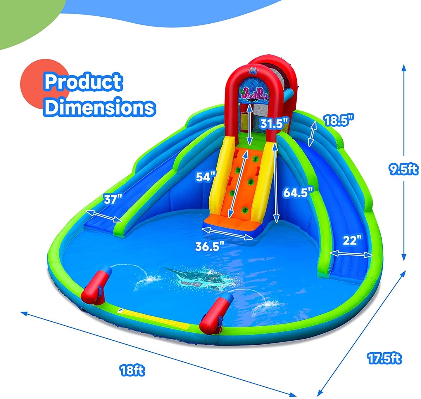 Inflatable Water Park Waterslide for Kids Backyard