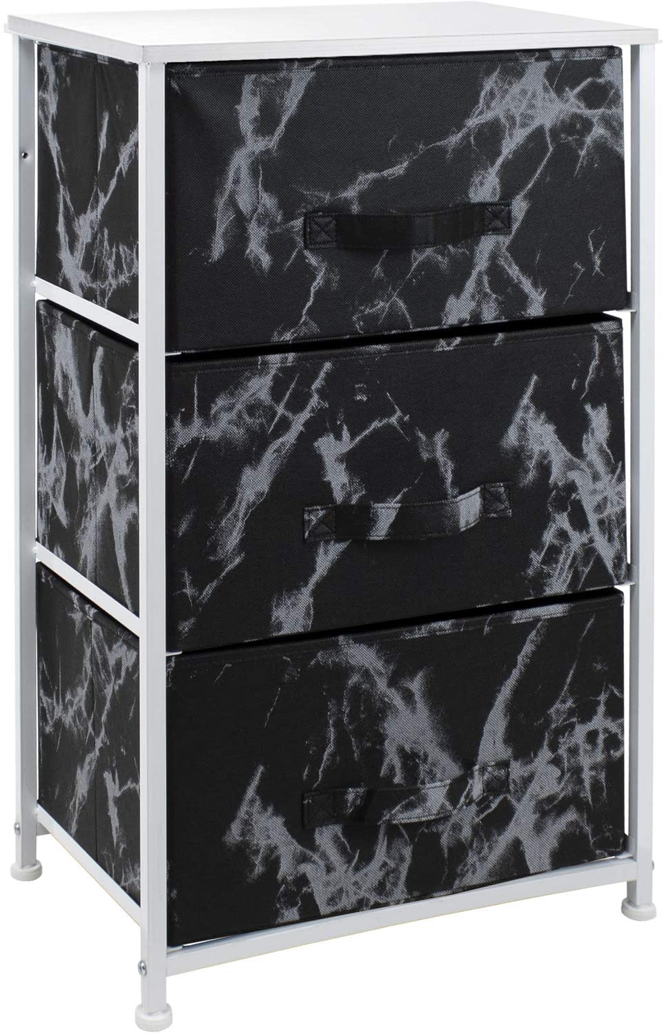 Sorbus Dresser with 3 Drawers - Bedside Furniture & Accent End Table Chest for Home, Bedroom Accessories, Office, College Dorm, Steel Frame, Wood Top, Fabric Drawers